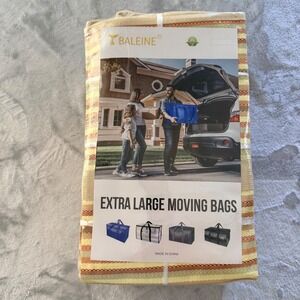 BALEINE 6 Pack Extra Large Moving Bags with Windows Color Stripe Heavy Duty Tote
